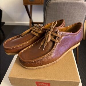 Clarks Wallabee Step Tan Brown Leather Loafers men’s 7.5 Brand New in Box